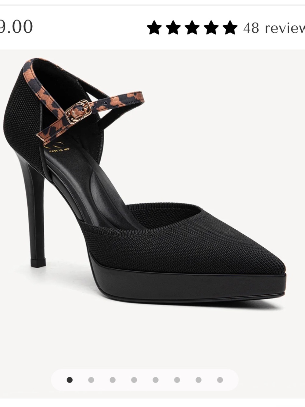 Black Pointed Stiletto Pump with Leopard-Print Ankle Strap